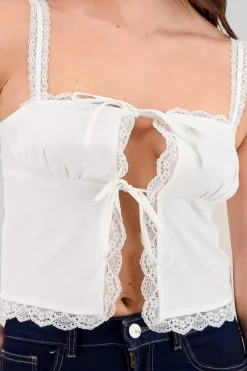 Shasa Bows and Lace Detail Blouse
