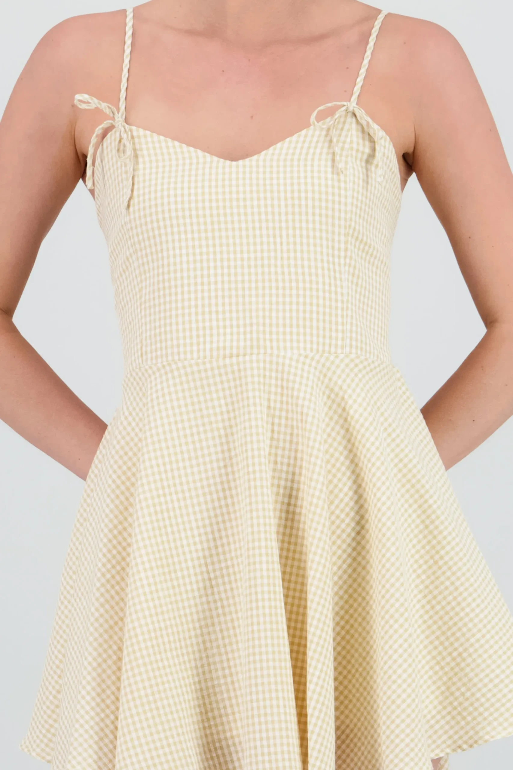Shasa Bows Plaid Printed Mini Dress