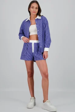 Shasa Boxer Style Striped Shorts with Contrast