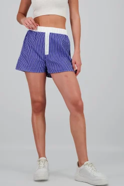 Shasa Boxer Style Striped Shorts with Contrast