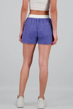 Shasa Boxer Style Striped Shorts with Contrast