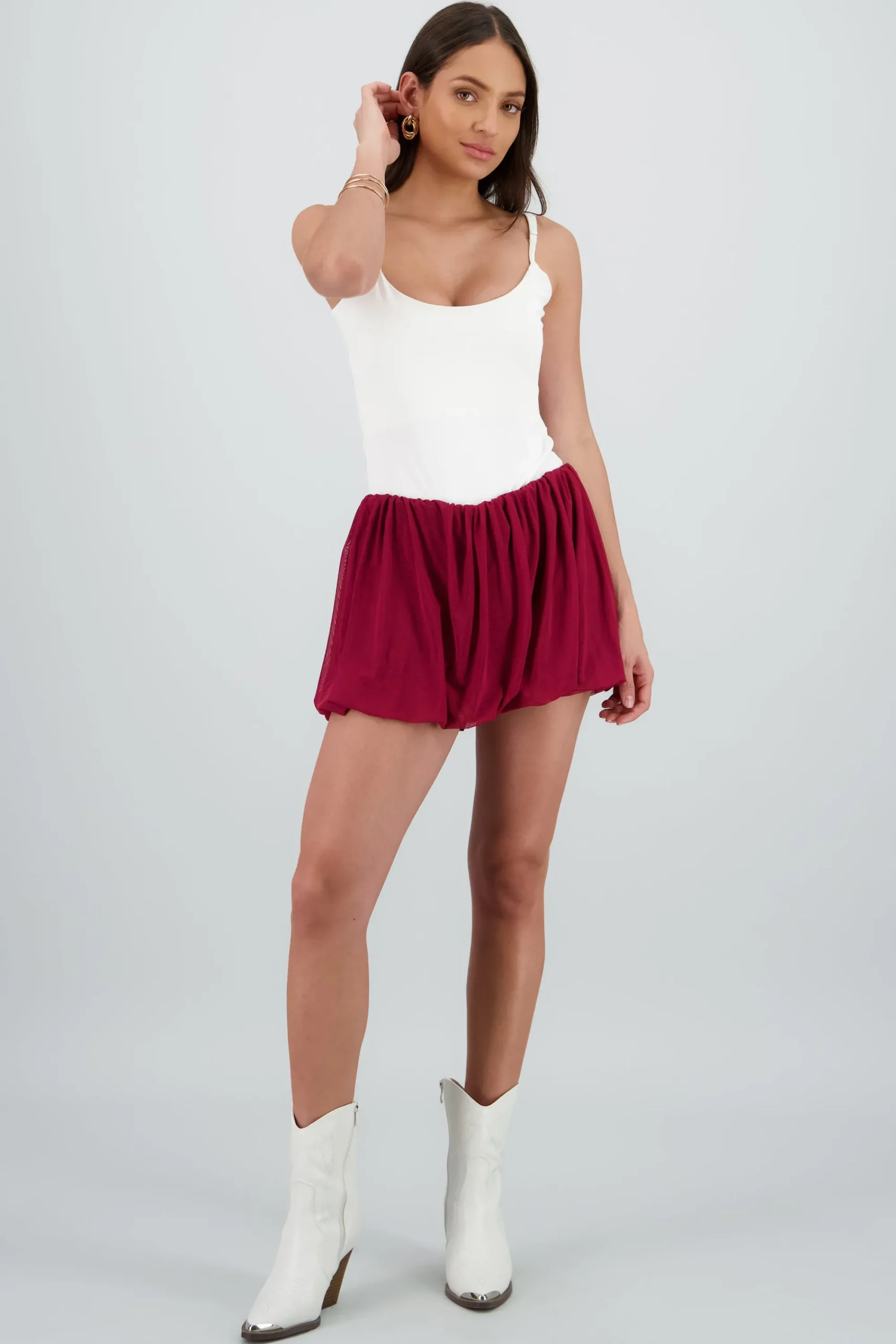 Shasa Bubble Mesh Mini Skirt