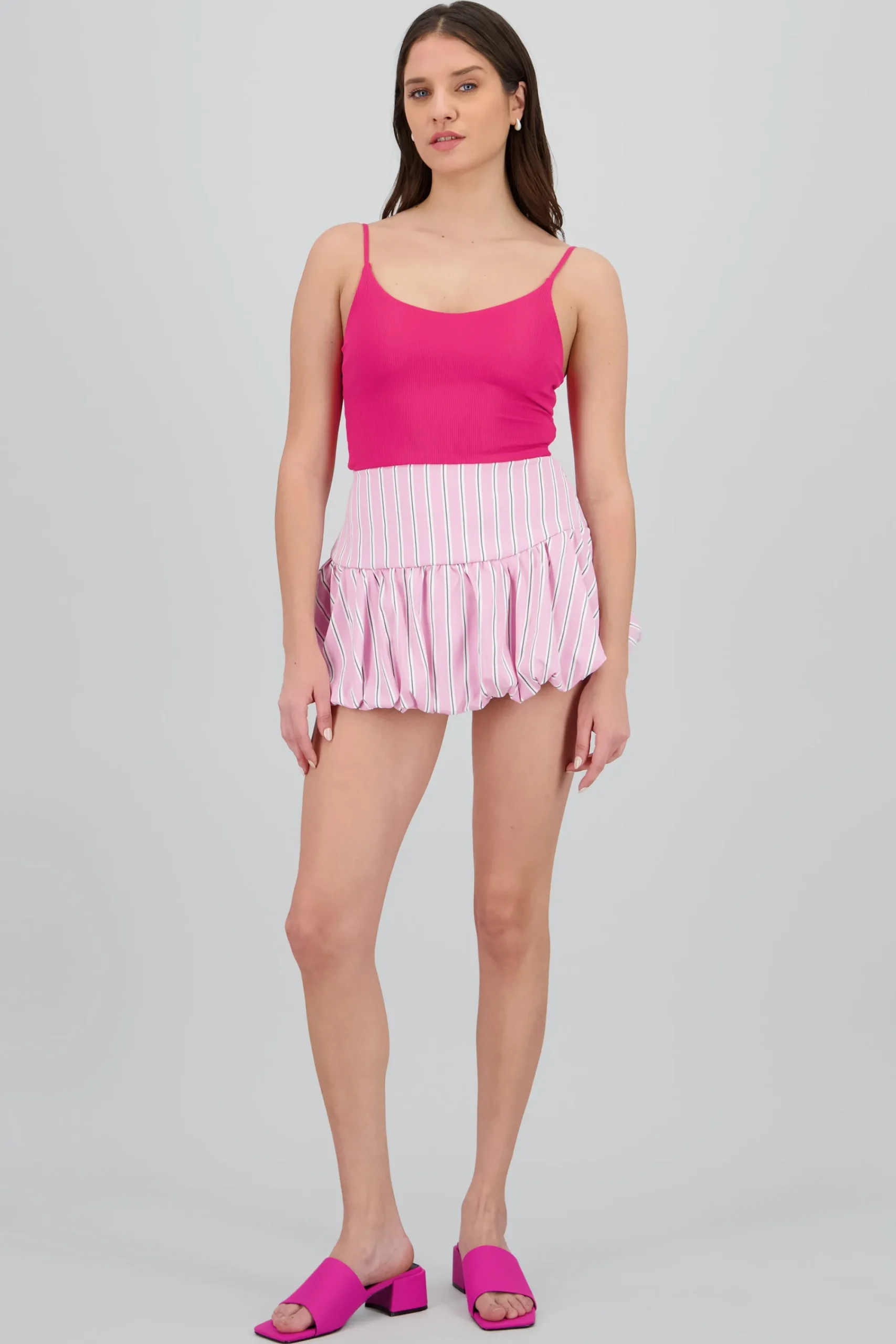 Shasa Bubble Mini Skirt with Stripe Detail