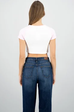 Shasa Butterfly Print Crop T Shirt