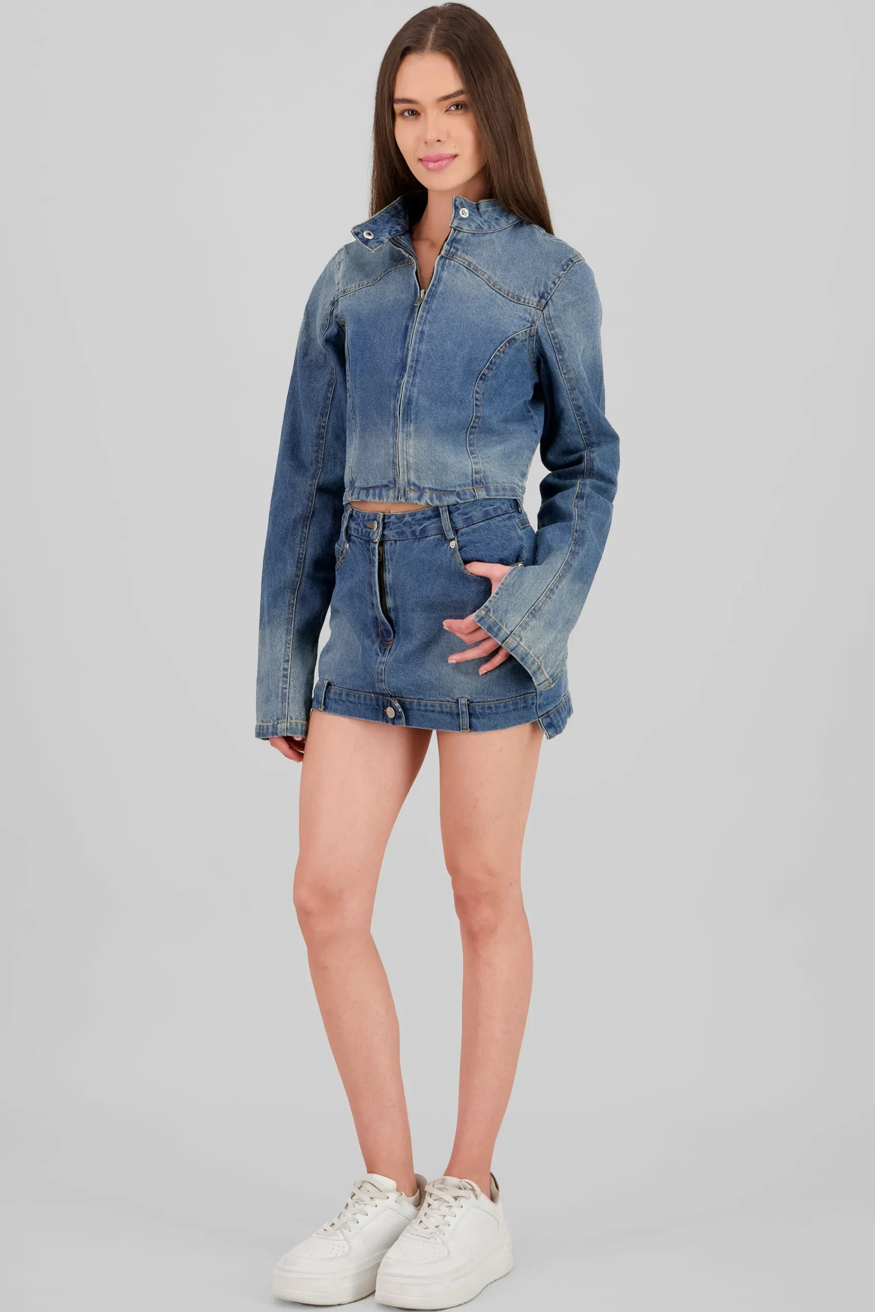 Shasa Button Detail Mini Skirt