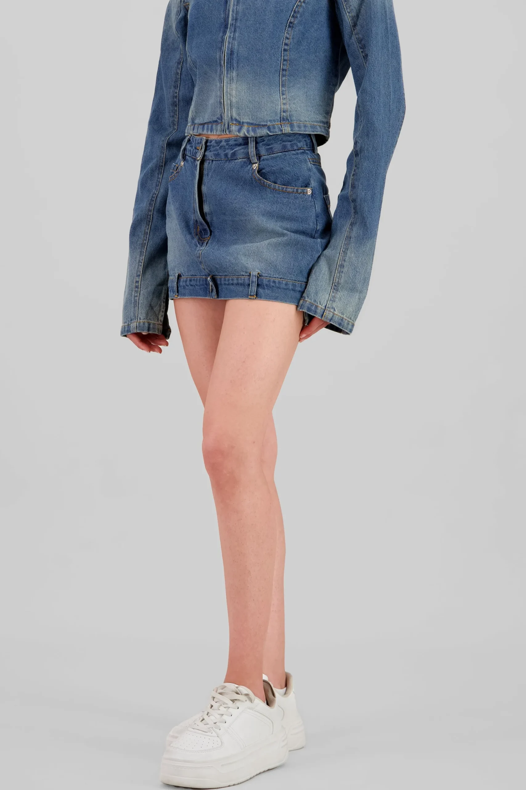 Shasa Button Detail Mini Skirt