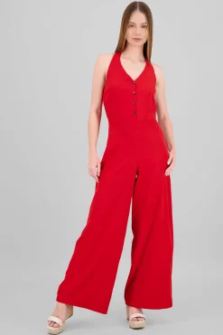 Shasa Button Details Halter Jumpsuit