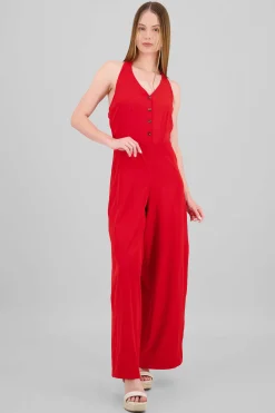 Shasa Button Details Halter Jumpsuit