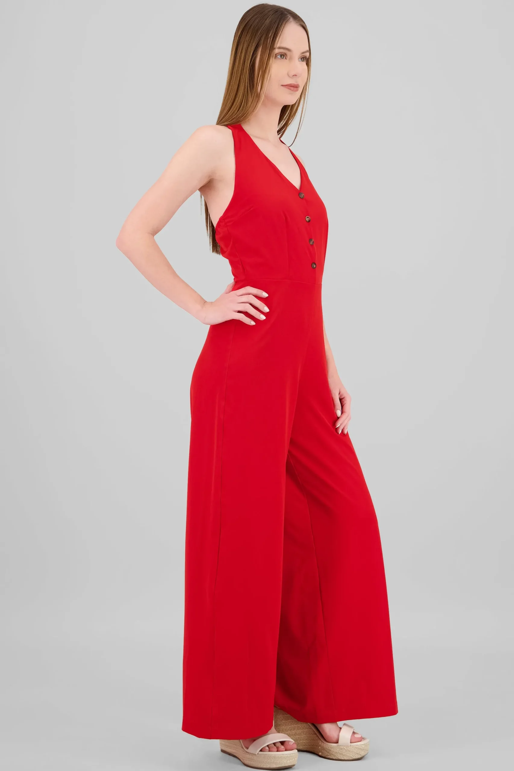 Shasa Button Details Halter Jumpsuit