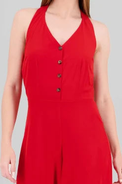 Shasa Button Details Halter Jumpsuit