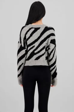 Shasa Buttoned Zebra Animal Print Cardigan