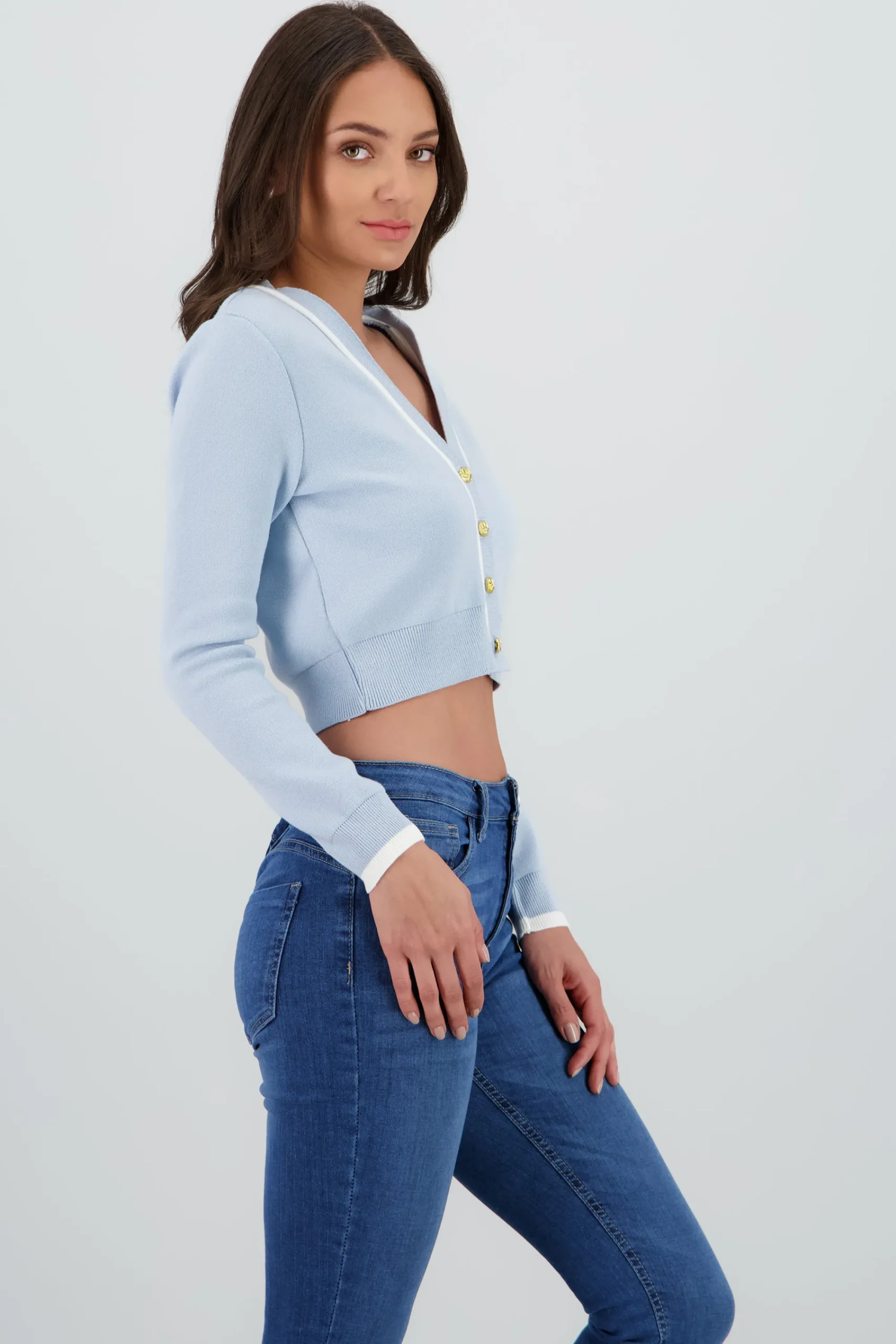 Shasa Buttons Contrast Detail Cardigan