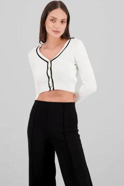 Shasa Buttons Contrast Detail Cardigan