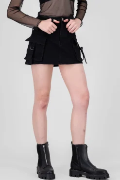 Shasa Cargo Denim Skirt With Straps Detail