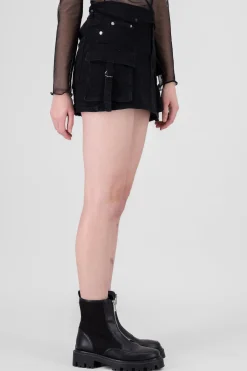 Shasa Cargo Denim Skirt With Straps Detail