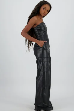 Shasa Cargo Faux Leather Jumpsuit