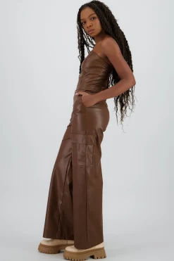 Shasa Cargo Faux Leather Jumpsuit