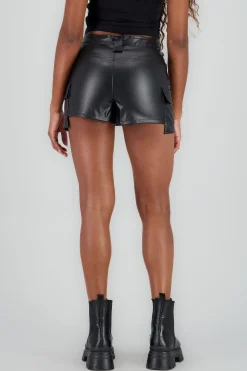 Shasa Cargo Faux Leather Skirt