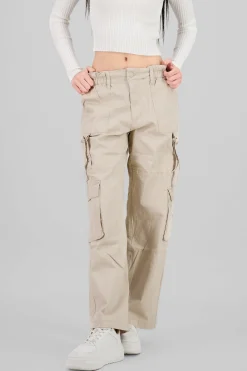 Shasa Cargo Pants with Three Pockets and Straps