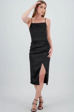 Shasa Casacade Neck Dress With Slit