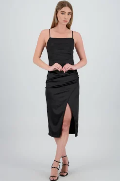 Shasa Casacade Neck Dress With Slit