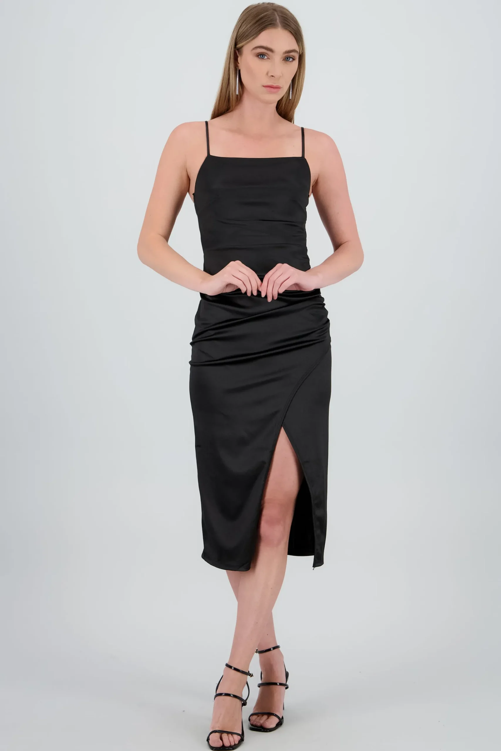 Shasa Casacade Neck Dress With Slit