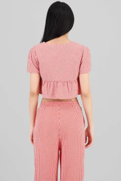 Shasa Checkered Blouse with Bows