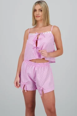 Shasa Checkered Blouse with Lace
