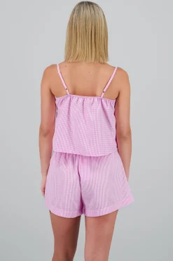 Shasa Checkered Blouse with Lace