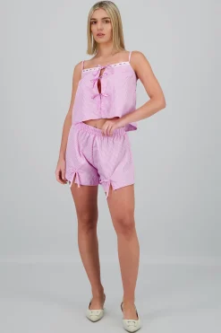 Shasa Checkered Shorts with Bow Detail