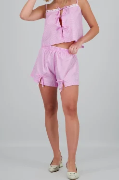 Shasa Checkered Shorts with Bow Detail