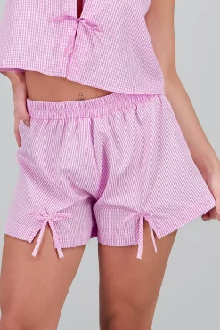 Shasa Checkered Shorts with Bow Detail