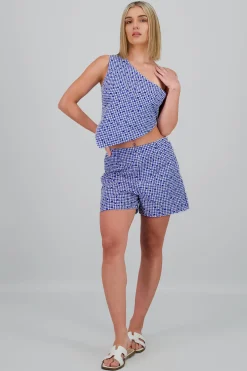 Shasa Checkered Shorts with Flowers