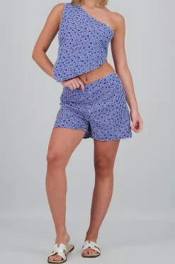 Shasa Checkered Shorts with Flowers