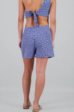 Shasa Checkered Shorts with Flowers