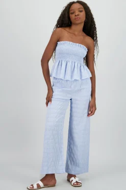Shasa Checkered Textured Pants with Lace
