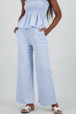 Shasa Checkered Textured Pants with Lace