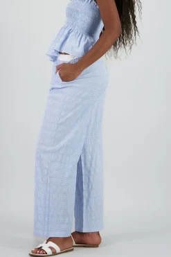 Shasa Checkered Textured Pants with Lace