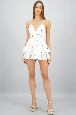 Shasa Cherry Embroidered Romper