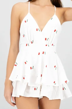 Shasa Cherry Embroidered Romper