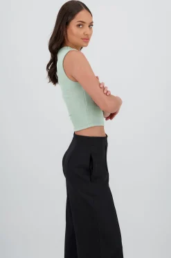 Shasa Chic Thin Ribbed Sleeveless Top