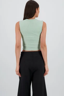 Shasa Chic Thin Ribbed Sleeveless Top