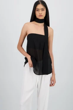 Shasa Chiffon Blouse with Scarf Detail