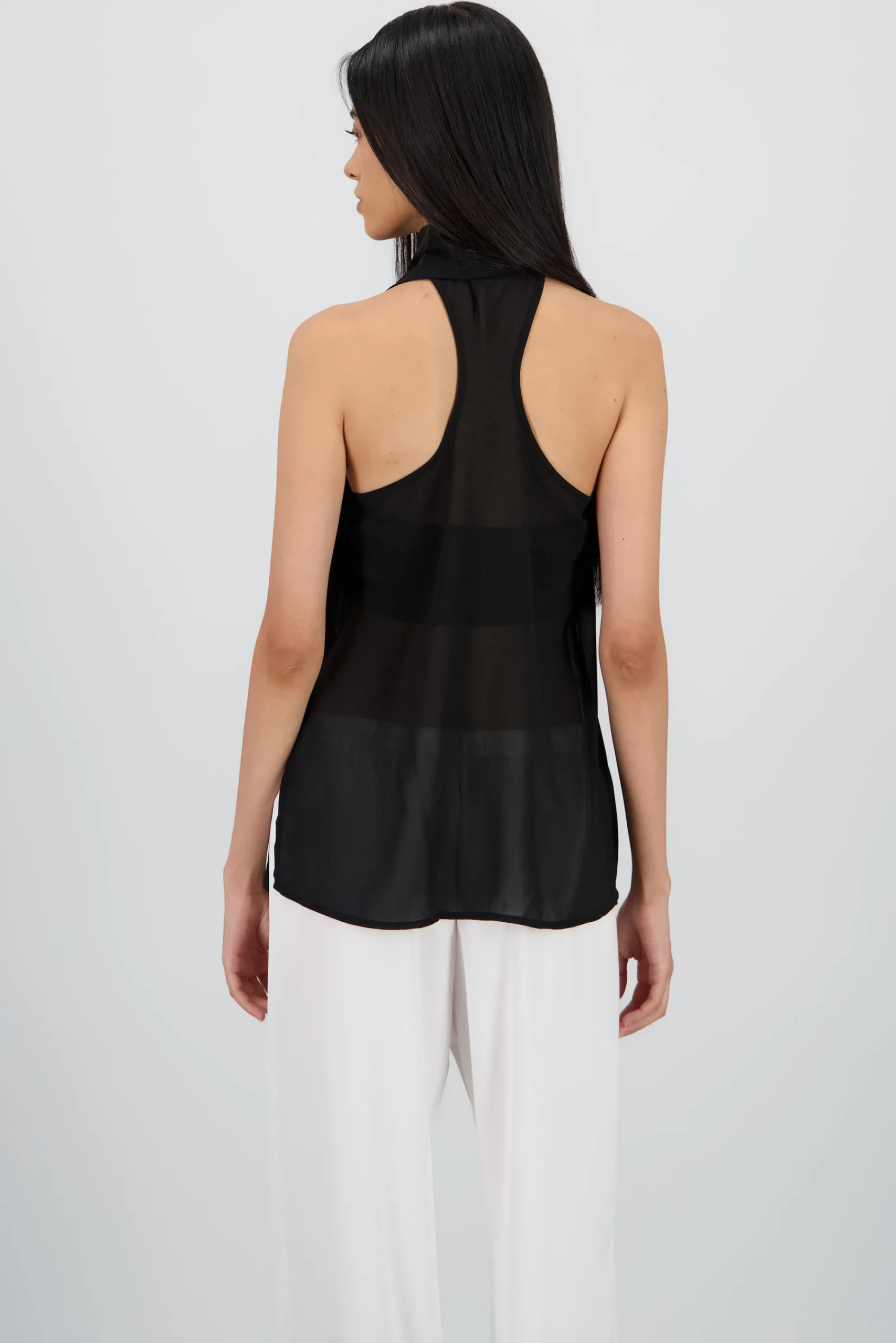 Shasa Chiffon Blouse with Scarf Detail