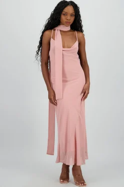 Shasa Chiffon Maxi Dress With Scarf