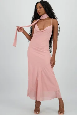 Shasa Chiffon Maxi Dress With Scarf
