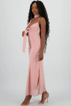 Shasa Chiffon Maxi Dress With Scarf