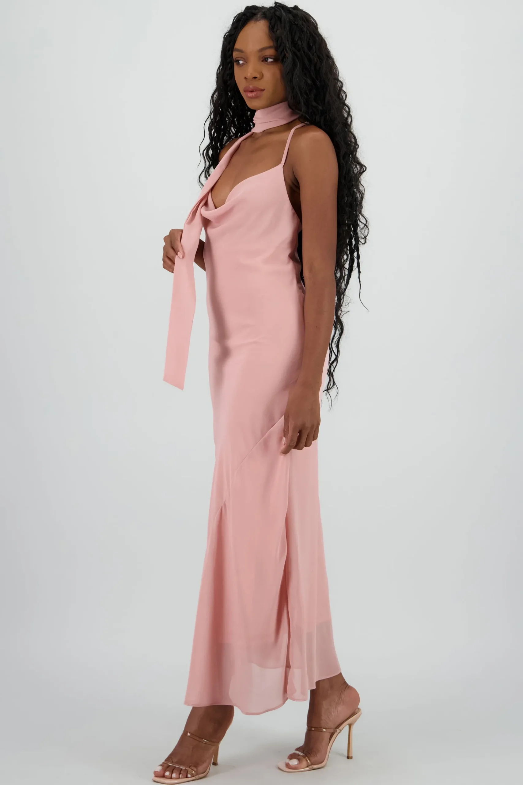 Shasa Chiffon Maxi Dress With Scarf