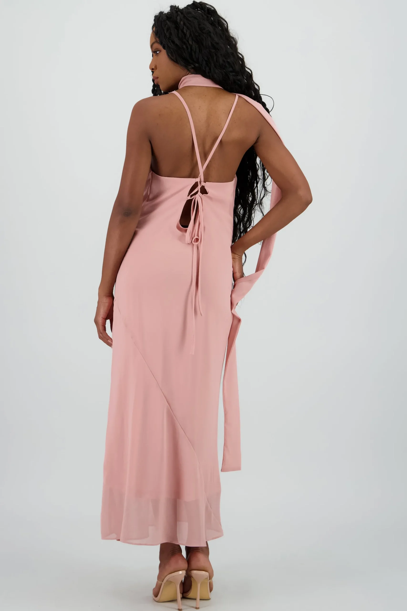 Shasa Chiffon Maxi Dress With Scarf