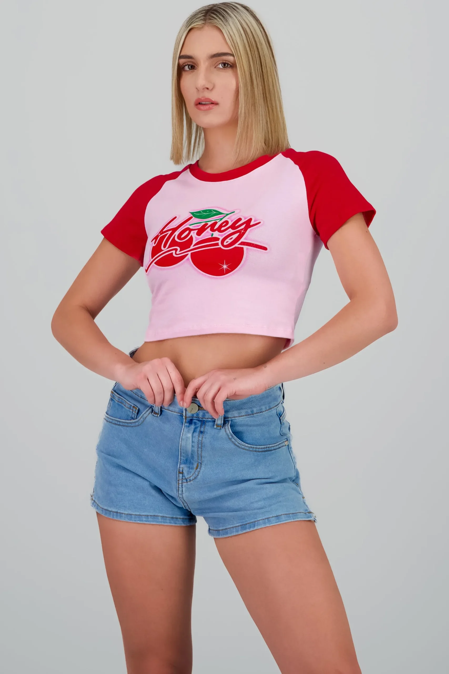 Shasa Contrast Cherry Print T Shirt